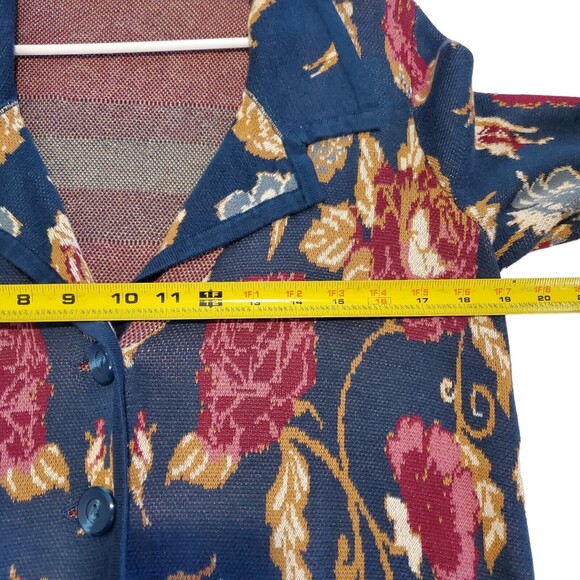 Soft Surroundings Large Cardigan Sweater Jacket Floral Blue Pockets Women small - Picture 9 of 11